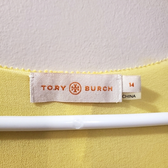 Tory Burch - Alex Yellow Layered Sleeveless Silk Top - Size 14 - Picture 4 of 7